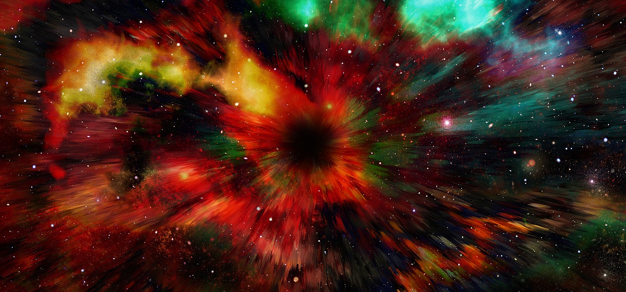 An exploding black hole sheathed in rainbow flame