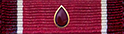 A red and white striped medal bar ribbon with garnet teardrop cluster