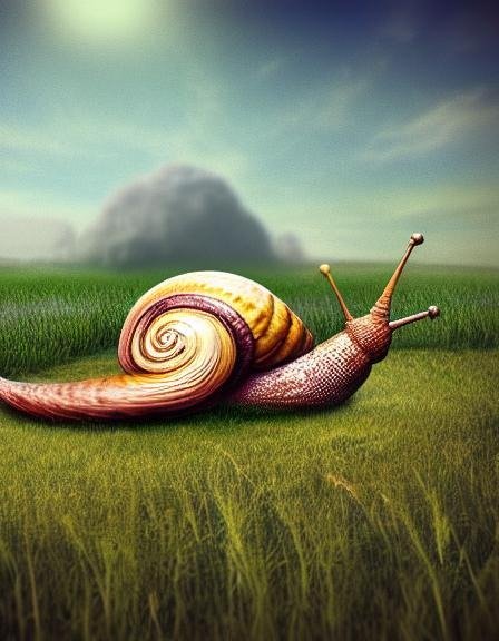 A giant snail in a field
