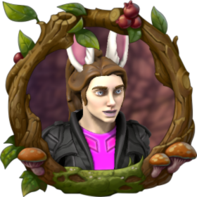 A brunette girl with white bunny ears in a leather jacket