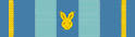 A campaign ribbon band - light blue stripes with gold pinstripes and a gold rabbit head